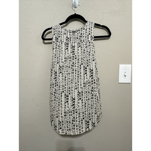Ann Taylor Womens Tank Top Cream & Black Hi Low Petites XXSP New With Tags - Picture 5 of 6